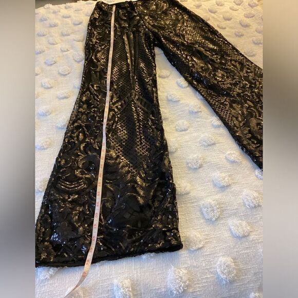 Club L London Sz 6 Black pants sheer, sequins, party, night - Picture 12 of 12